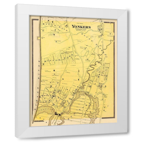 Yonkers, Southern New York Landowner - Beers 1868 White Modern Wood Framed Art Print by Beers