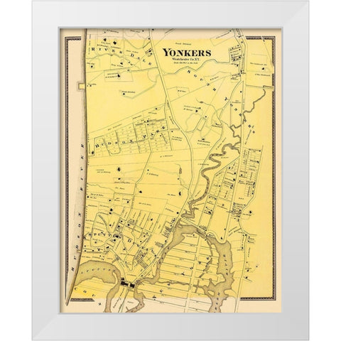 Yonkers, Southern New York Landowner - Beers 1868 White Modern Wood Framed Art Print by Beers