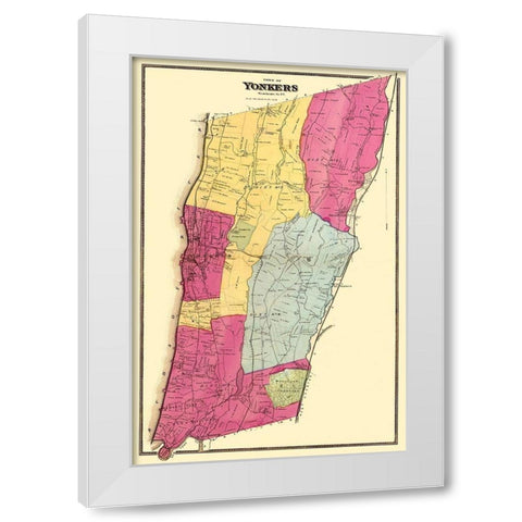 Yonkers New York Landowner - Beers 1868 White Modern Wood Framed Art Print by Beers