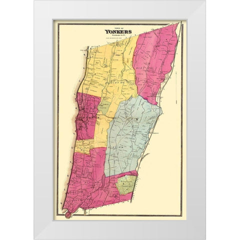 Yonkers New York Landowner - Beers 1868 White Modern Wood Framed Art Print by Beers
