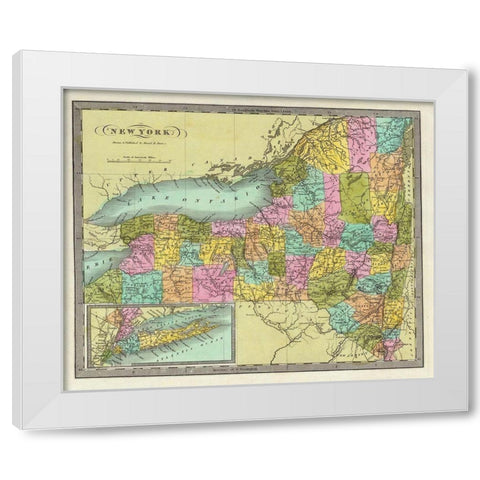 New York - Burr 1835 White Modern Wood Framed Art Print by Burr