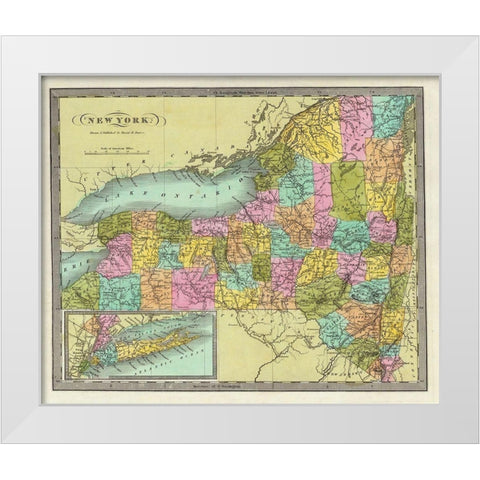 New York - Burr 1835 White Modern Wood Framed Art Print by Burr