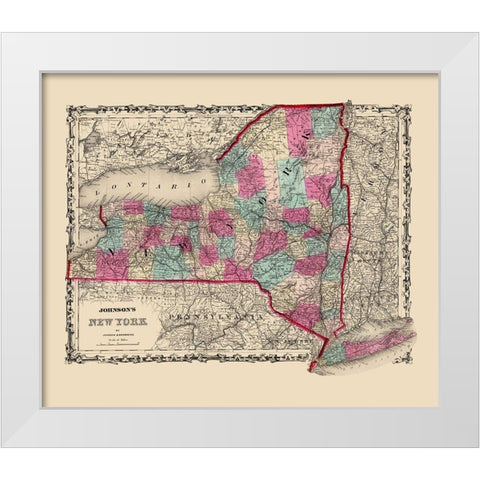 New York - Johnson 1860 White Modern Wood Framed Art Print by Johnson