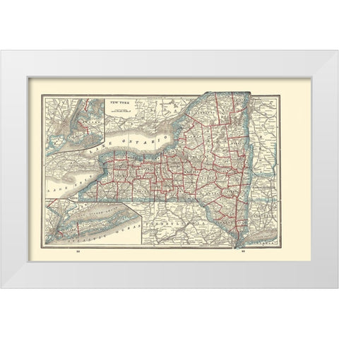New York - Rathbun 1893 White Modern Wood Framed Art Print by Rathbun