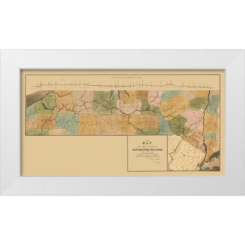New York - Wright 1834  White Modern Wood Framed Art Print by Wright