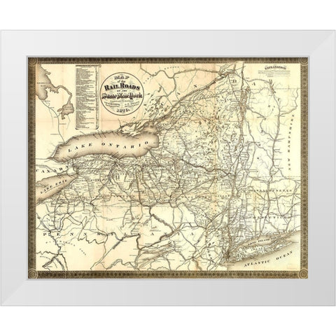 New York Railroads - Richmond 1870  White Modern Wood Framed Art Print by Sweet