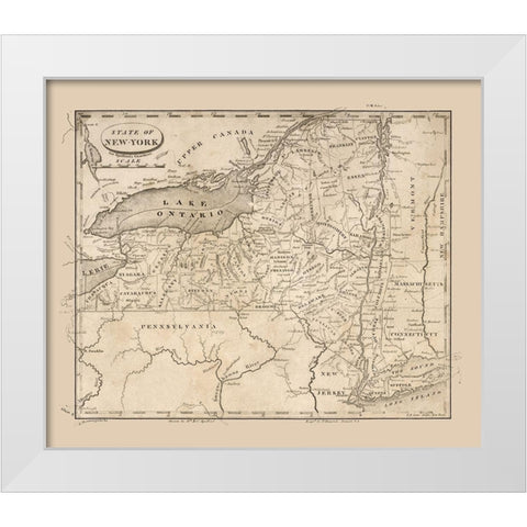 New York - Spafford 1813  White Modern Wood Framed Art Print by Spafford