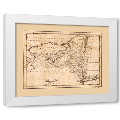 New York - Barker 1801  White Modern Wood Framed Art Print by Barker
