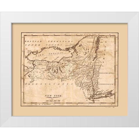 New York - Barker 1801  White Modern Wood Framed Art Print by Barker