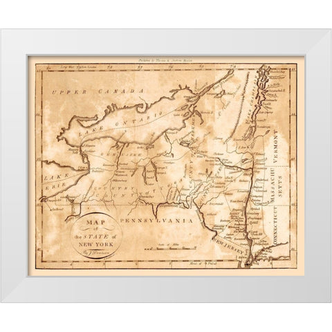 New York - Denison 1796  White Modern Wood Framed Art Print by Denison