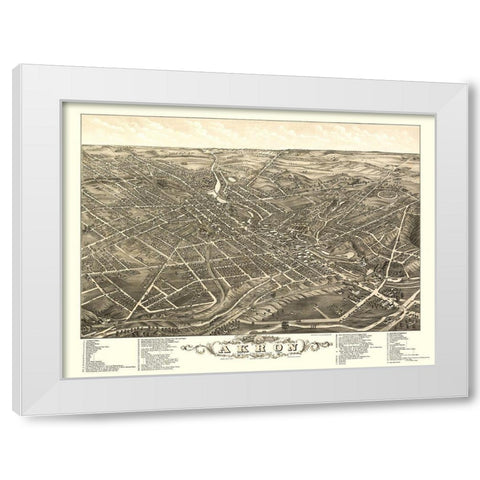 Akron Ohio - Stoner 1882  White Modern Wood Framed Art Print by Stoner