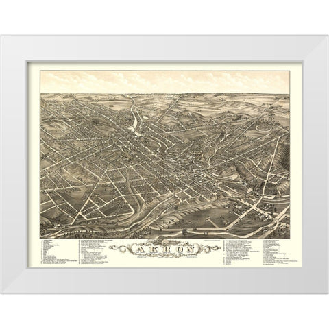 Akron Ohio - Stoner 1882  White Modern Wood Framed Art Print by Stoner