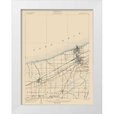 Ashtabula Ohio Quad - USGS 1905 White Modern Wood Framed Art Print by USGS