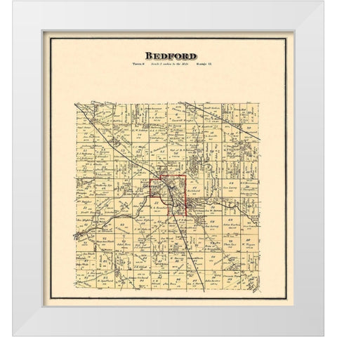 Bedford Ohio Landowner - Titus 1874 White Modern Wood Framed Art Print by Titus