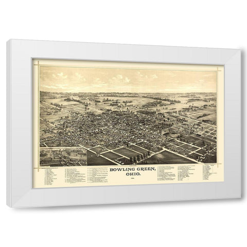 Bowling Green Ohio - Norris 1888  White Modern Wood Framed Art Print by Norris