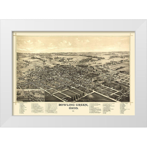 Bowling Green Ohio - Norris 1888  White Modern Wood Framed Art Print by Norris