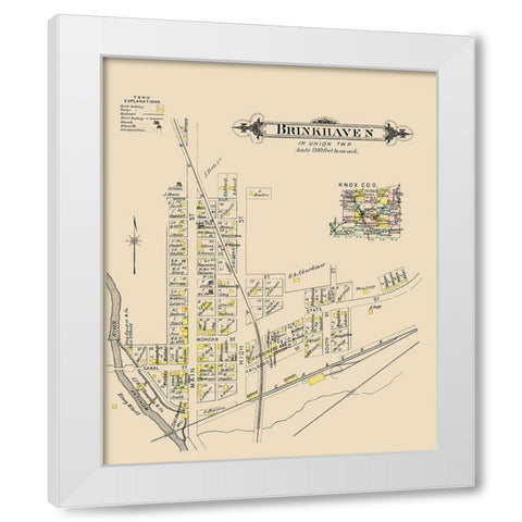 Brinkhaven Ohio Landowner - Caldwell 1896 White Modern Wood Framed Art Print by Caldwell
