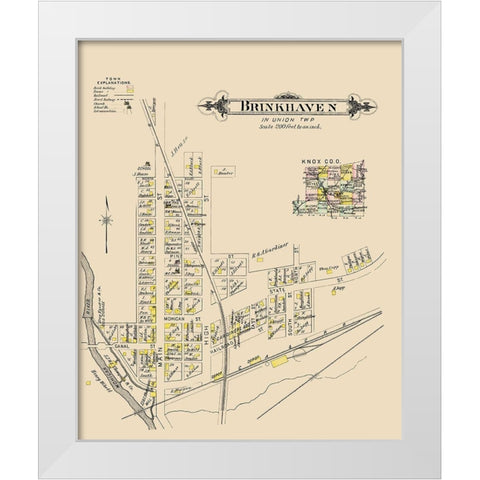 Brinkhaven Ohio Landowner - Caldwell 1896 White Modern Wood Framed Art Print by Caldwell