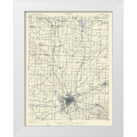 Canton Ohio Quad - USGS 1903 White Modern Wood Framed Art Print by USGS