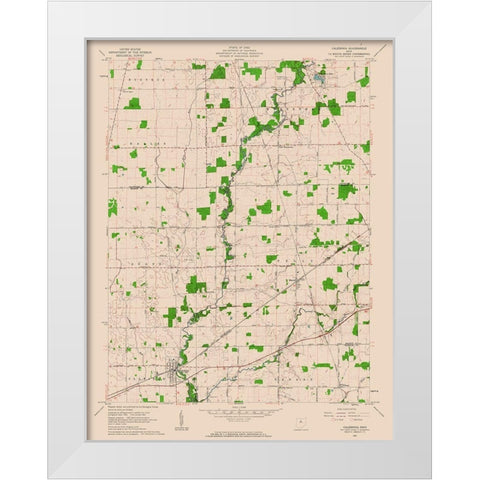 Caledonia Ohio Quad - USGS 1961 White Modern Wood Framed Art Print by USGS