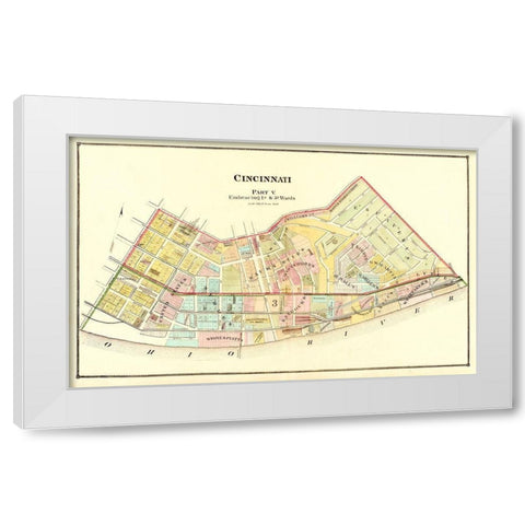 Cincinnati Ohio Landowner - Beers 1869 White Modern Wood Framed Art Print by Beers