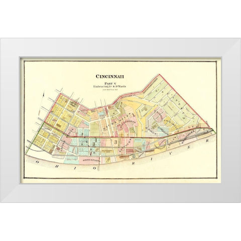 Cincinnati Ohio Landowner - Beers 1869 White Modern Wood Framed Art Print by Beers