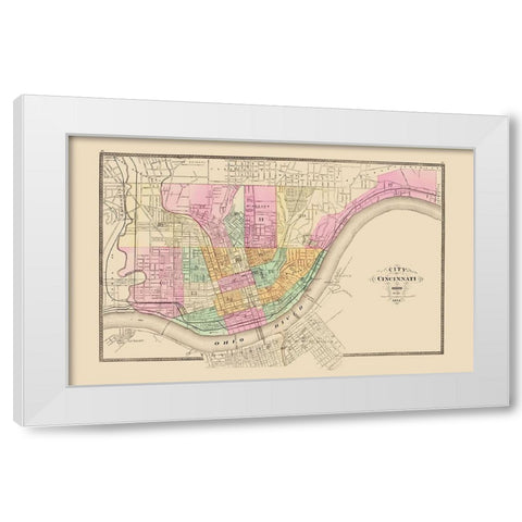Cincinnati Ohio - Stedman 1872 White Modern Wood Framed Art Print by Stedman
