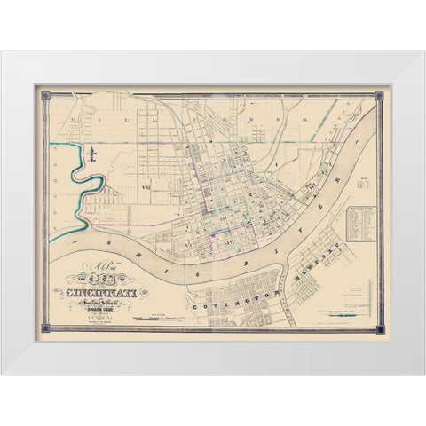 Cincinatti Ohio - Haviland 1838 White Modern Wood Framed Art Print by Haviland
