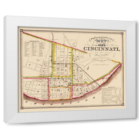Cincinatti Ohio - Doolittle 1871 White Modern Wood Framed Art Print by Doolittle