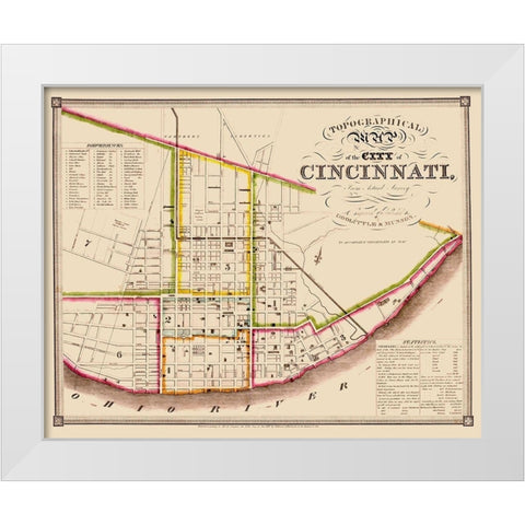 Cincinatti Ohio - Doolittle 1871 White Modern Wood Framed Art Print by Doolittle