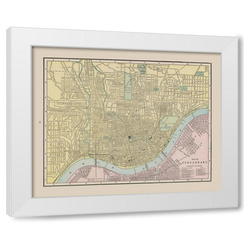 Cincinnati  Ohio - Cram 1892 White Modern Wood Framed Art Print by Cram