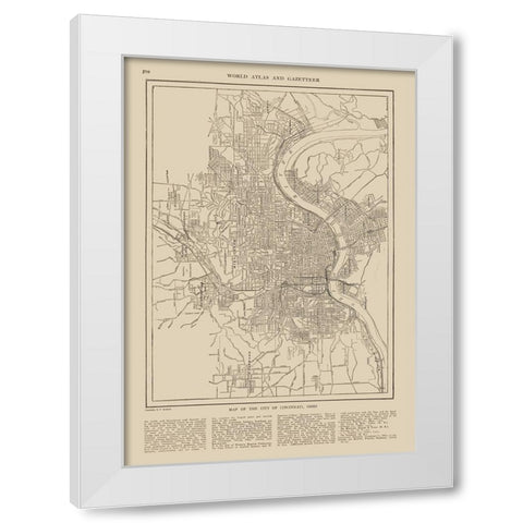 Cincinnati  Ohio - Reynold 1921 White Modern Wood Framed Art Print by Reynold