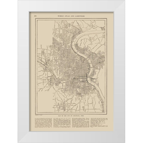 Cincinnati  Ohio - Reynold 1921 White Modern Wood Framed Art Print by Reynold