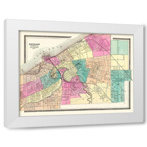 Cleveland Ohio - City Engineer 1872 White Modern Wood Framed Art Print by City Engineer