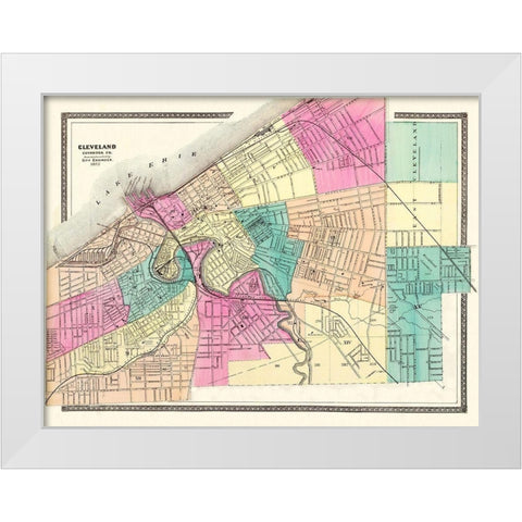 Cleveland Ohio - City Engineer 1872 White Modern Wood Framed Art Print by City Engineer