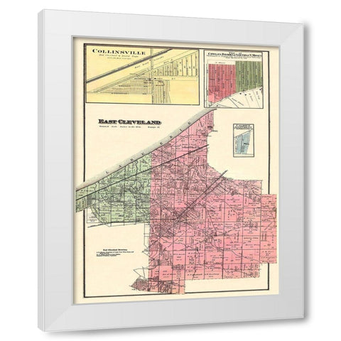 East Cleveland, Collinsville Ohio Landowner White Modern Wood Framed Art Print by Titus