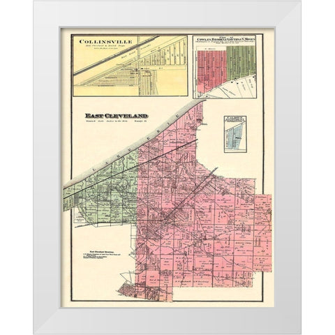 East Cleveland, Collinsville Ohio Landowner White Modern Wood Framed Art Print by Titus