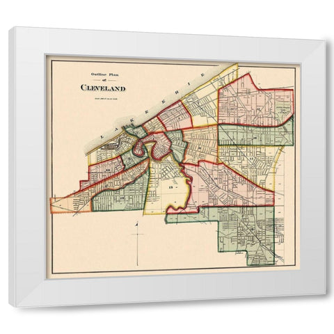Cleveland Ohio Index - Titus 1874 White Modern Wood Framed Art Print by Titus