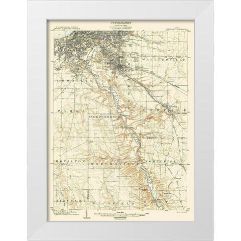 Cleveland Ohio Quad - USGS 1903 White Modern Wood Framed Art Print by USGS