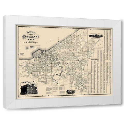 Cleveland Ohio - Morgan 1884 White Modern Wood Framed Art Print by Morgan