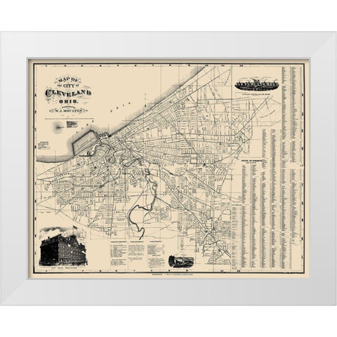 Cleveland Ohio - Morgan 1884 White Modern Wood Framed Art Print by Morgan