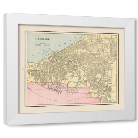 Cleveland  Ohio  - Cram 1892 White Modern Wood Framed Art Print by Cram