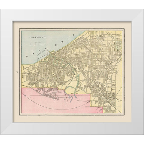 Cleveland  Ohio  - Cram 1892 White Modern Wood Framed Art Print by Cram
