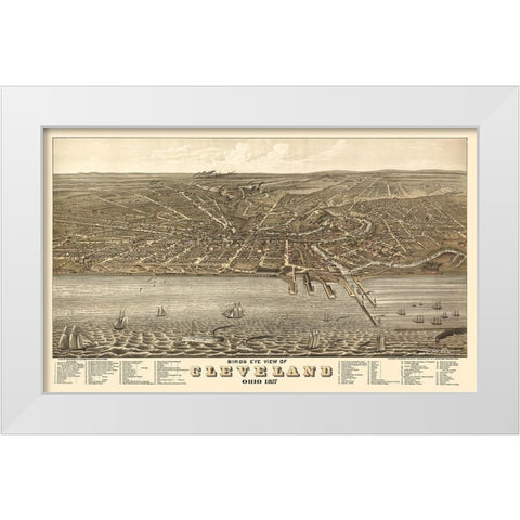 Cleveland Ohio - Stoner 1877  White Modern Wood Framed Art Print by Stoner