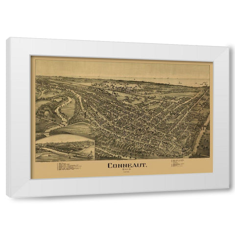 Conneaut Ohio - Fowler 1896  White Modern Wood Framed Art Print by Fowler