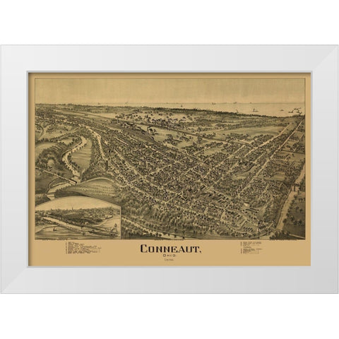 Conneaut Ohio - Fowler 1896  White Modern Wood Framed Art Print by Fowler