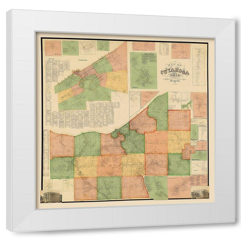 Cuyahoga Ohio - Matthews 1858 White Modern Wood Framed Art Print by Matthews