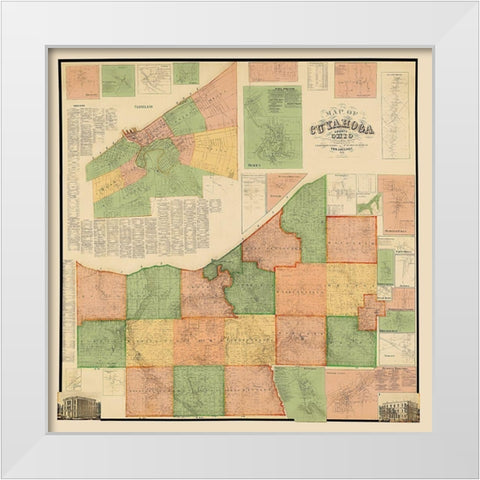 Cuyahoga Ohio - Matthews 1858 White Modern Wood Framed Art Print by Matthews