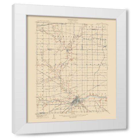 Defiance Ohio Quad - USGS 1909 White Modern Wood Framed Art Print by USGS