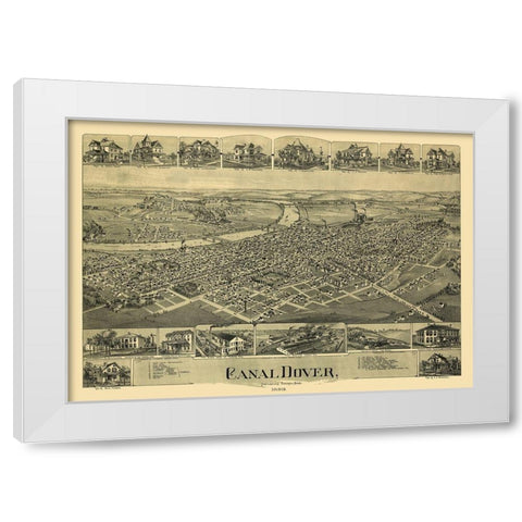 Dover Ohio - Downs 1899  White Modern Wood Framed Art Print by Downs